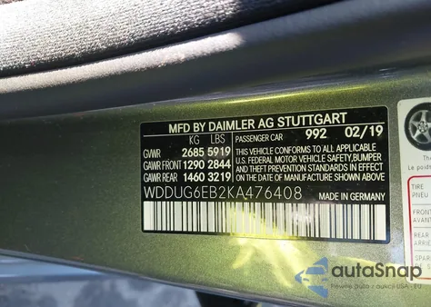 2019 Mercedes-Benz S 450 4Matic из США, поврежденный, VIN WDDUG6EB2KA476408